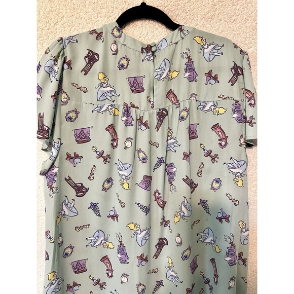 Torrid Disney Alice In Wonderland Flutter Sleeve Blouse Georgette‎ Aqua Green 1X - Picture 8 of 13